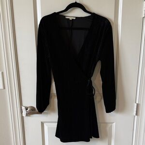 Black Velour Wrap Dress